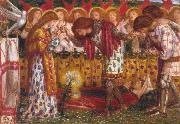 Dante Gabriel Rossetti How Sir Galahad,Sir Bors and Sir Percival were Fed with the Sanc Grael But Sir Percival's Sister Died by the Way (mk28) Sweden oil painting artist